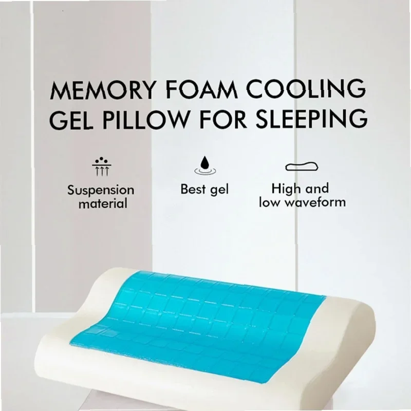 Gel Memory Foam Pillow Summer Ice Cooling Health Cervical Protect Massage Orthopedic Pillows Comfort Sleeping Slow Rebound 60×40