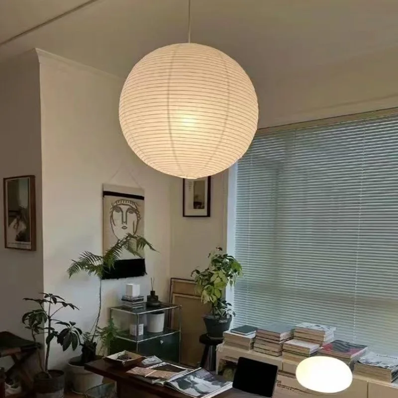Japanese Noguchi Yong Sphere Ceiling Pendant Lights LED Wabi-sabi Rice Paper Chandelier For Living Room Home Decor Hanging Light