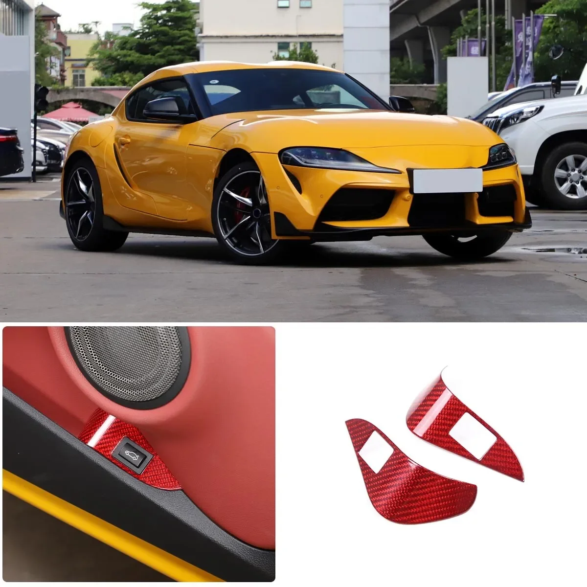 Carbon Fiber Car Interior Trunk Switch Button Frame Trim Decorative Cover Car Accessories For Toyota GR Supra A90 MK5 2019-2025