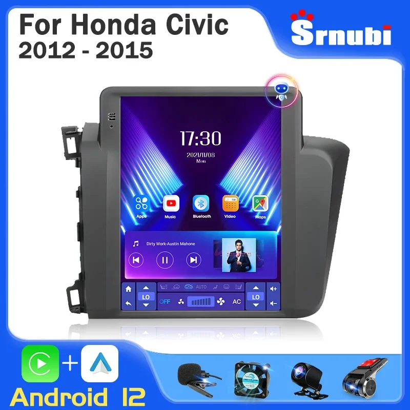 

Srnubi 2Din Android 12 Car Radio for Honda Civic 2012-2015 Multimedia Video 4G WiFi Carplay Navigation GPS Tesla QLED Head Unit