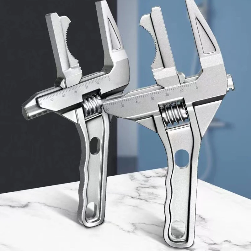 

Многофункциональный гаечный ключ из алюминиевого сплава с короткой регулируемой рукояткой и широким захватом для сантехники и водонагревателей, 1 шт.