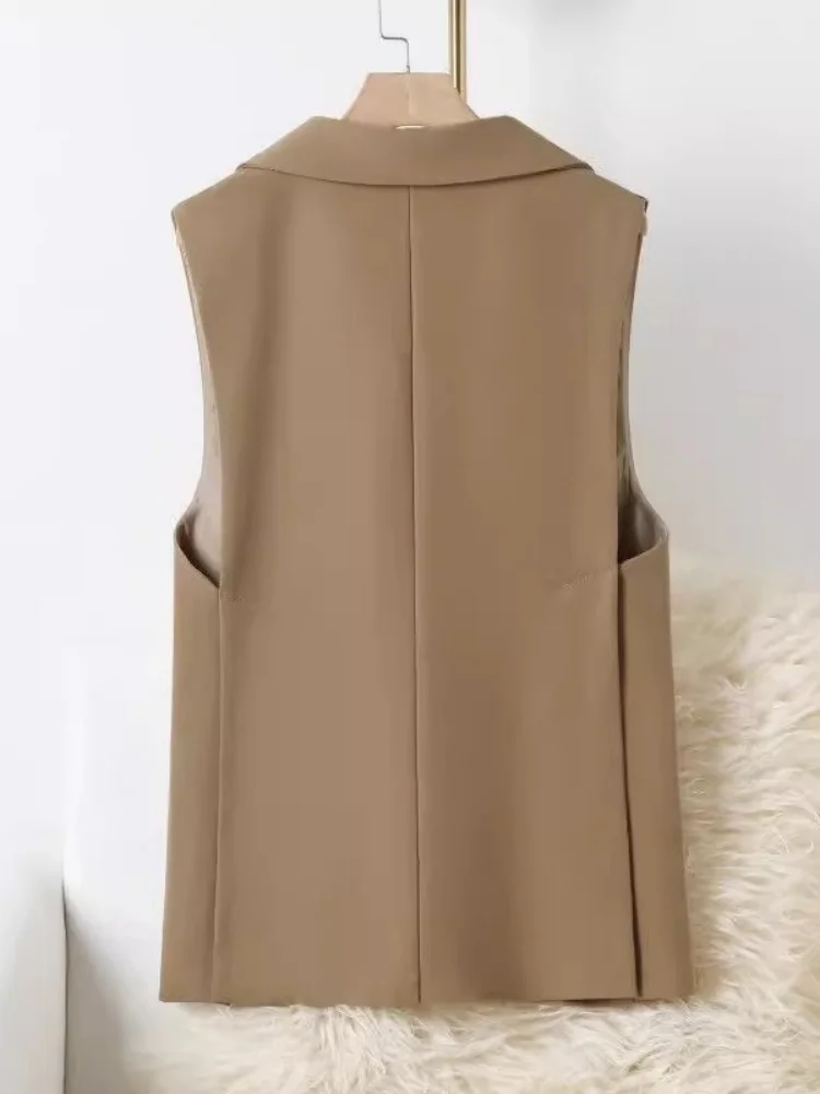 Casual Suit Vest Women's oulder Pad Removed Jaet Design Sense off oulder Top Vest Outerwear Commute Sle Button ket