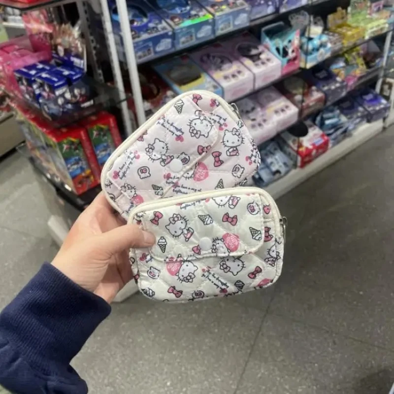 Bolsa de Armazenamento Portátil Hello Kitty, Carteira de Cartões Multicamadas, Bolsa Portátil para Fones de Ouvido e Chaves, Ideal para o Dia a Dia