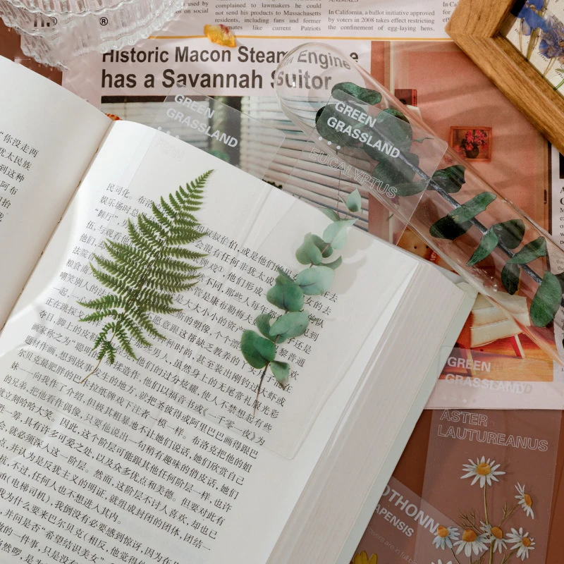 5Pcs Vintage Planten Bloemen Bladwijzers Kawaii Doorschijnende Boek Note Pagina Holder Koreaanse Briefpapier Kantoor School Lezen Gift