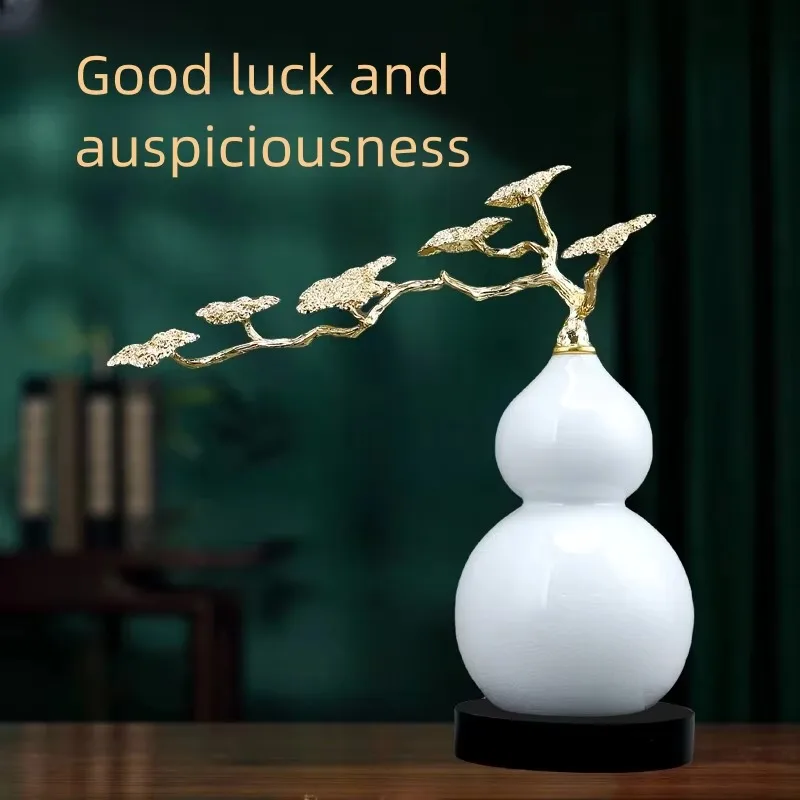 Double Bulb Smooth White Vase Ornament Extending Textured Twig Accent Solid Dark Flat Base Hallway Desk Static Decor Craft