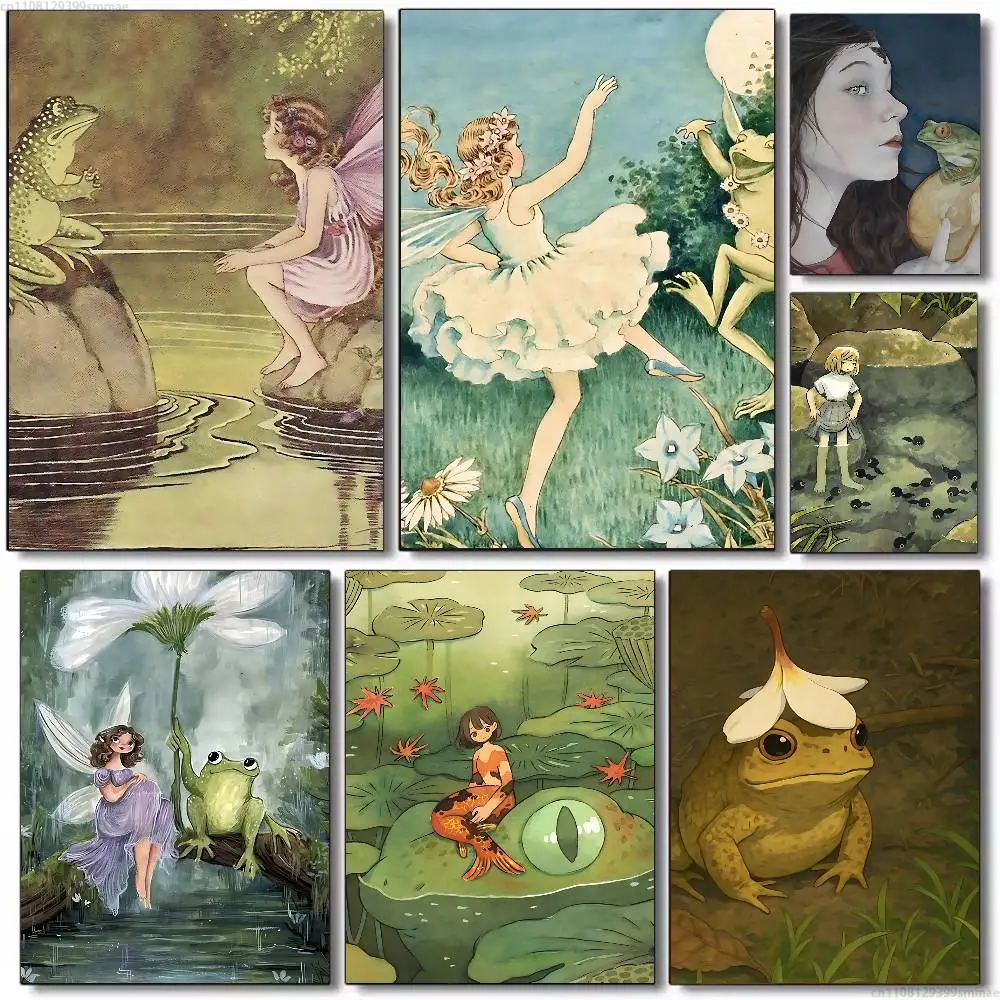 

Vintage Frog Fairy new group Poster HD home decor sticky wall waterproof home living room bar aesthetic decor
