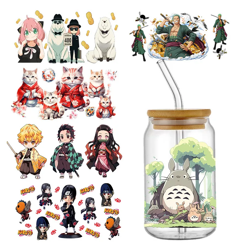 

Japan Anime 16oz UV DTF Wraps Transfer Sticker DIY For Libbey Glass Cup Waterproof Wrap Transfers Decals Sailor Demon Slaye