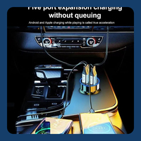 66-250W PD 6-in-1 Car Charger QC3.0 Fast Charging with Digital Display Universal Cigarette Lighter Adapter