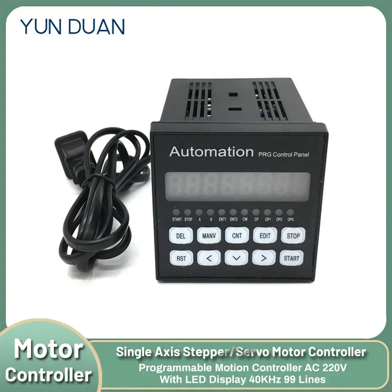 Single Axis Stepper Motor Programmable Motion Controller AC 220V CNC PRG Control Panel with LED Display 40KHz Simple Controller