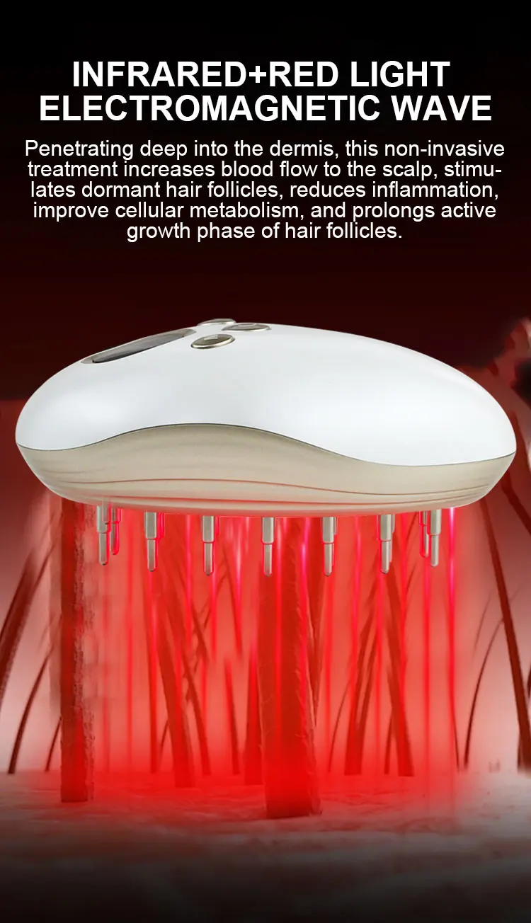 تدليك صحي لفروة الرأس لمنع تساقط الشعر LLLT led EMS IR 850nm LED علاج الشعر مشط فروة الرأس الصحي