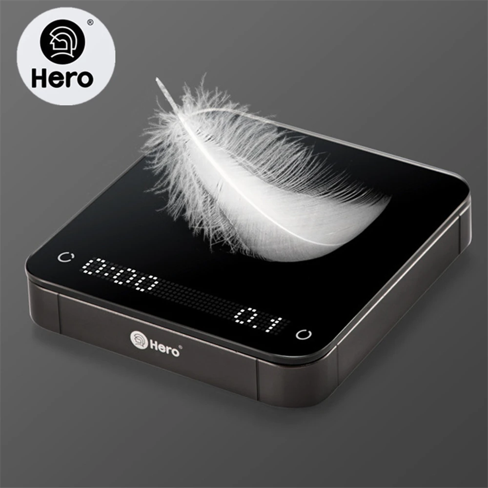 Hero Coffee Electronic Scale Precision 0.1g Digital Scale Smart Kitchen Scale Portable Baking Scales with Timer USB Charge 2KG