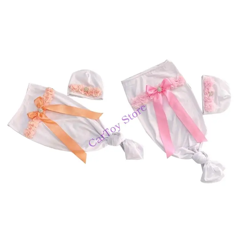 

634f 2pcs младенческая фотография реквизит для боунота Sleepsack Flower Beanie Bab