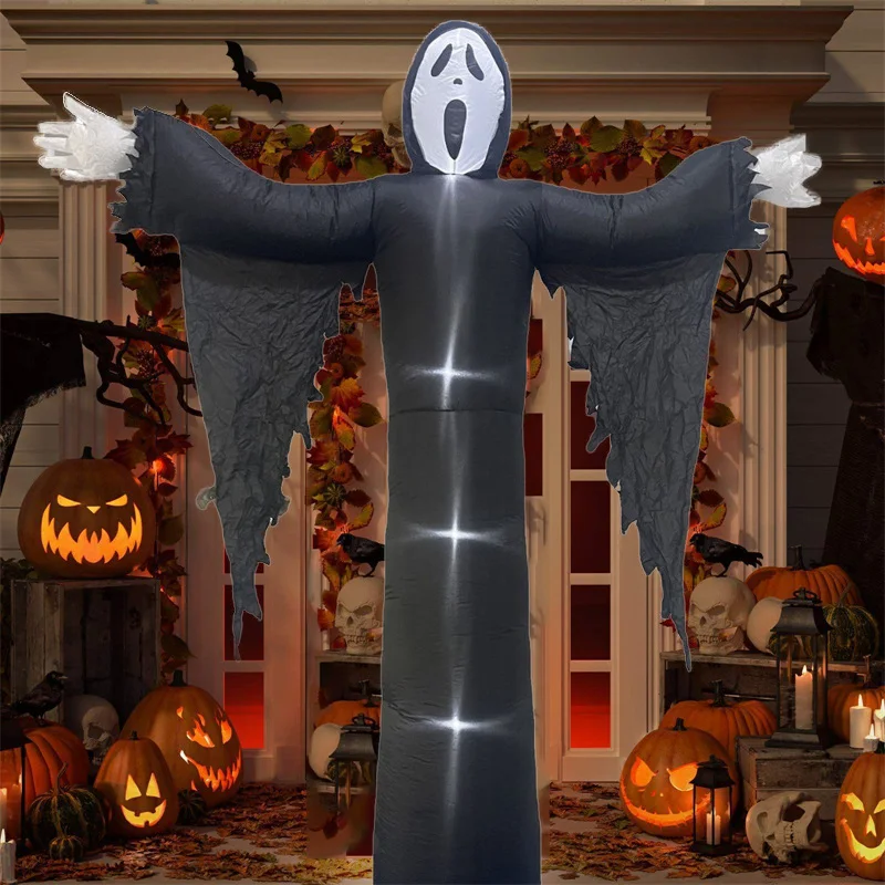 3.6m Tall Inflatable Halloween Ghost Decoration with LED Light  Halloween Party Scary Props Outdoor Garden Inflatable Ghost