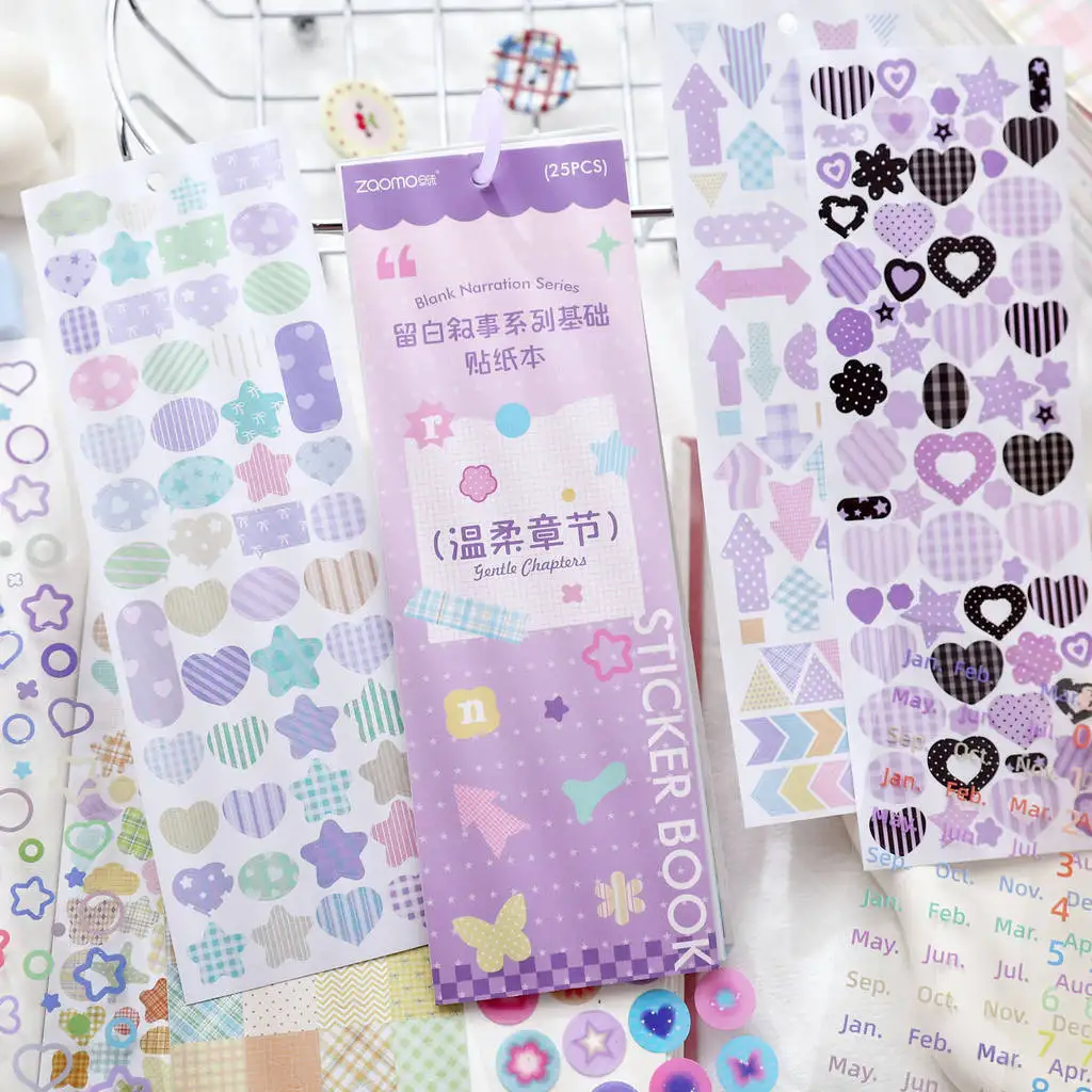 Journamm 25sheets Pre-cut Sticker Paper and PET Materials DIY Scrapbooking Collage Decor Junk Journal Aesthetics Sticker