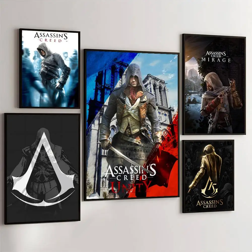 

A-Assassin's C-Creed-es Movie Sticky Posters Retro Kraft Paper Sticker DIY Room Bar Cafe Aesthetic Art Wall Painting