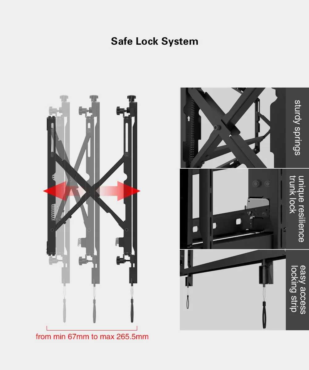 30~75" LCD Video Wall Front Maintenance Hydraulic Push Type Wall Mount TV Bracket For Advertising Display