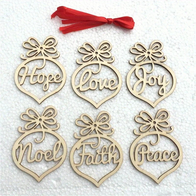 

6 Pcs Christmas Decorations Wooden Ornament Xmas Tree Hanging Pendant Ornament