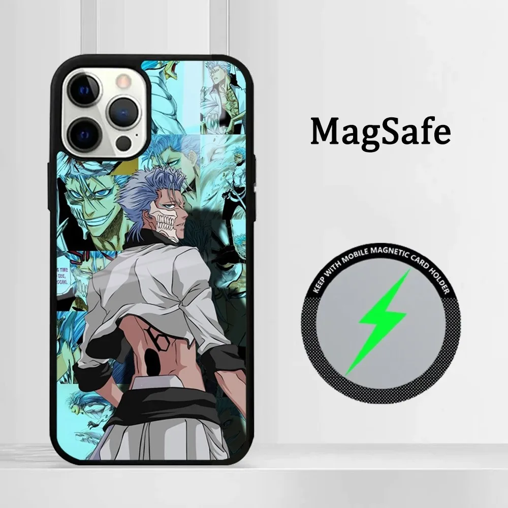 Anime G-Grimmjow J-Jaegerjaquez Phone Case Magsafe Phone Case For iPhone16 15 14 13 12 11 Pro Max Plus Mini Shockproof Mirror Wi