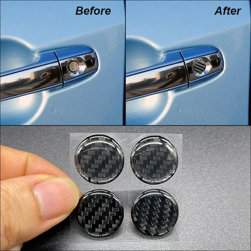 4pcs 20mm Car Door Keyhole Protective Stickers Self-Adhesive Decal Key Hole Lock Protection Decor Decals Auto Accessories