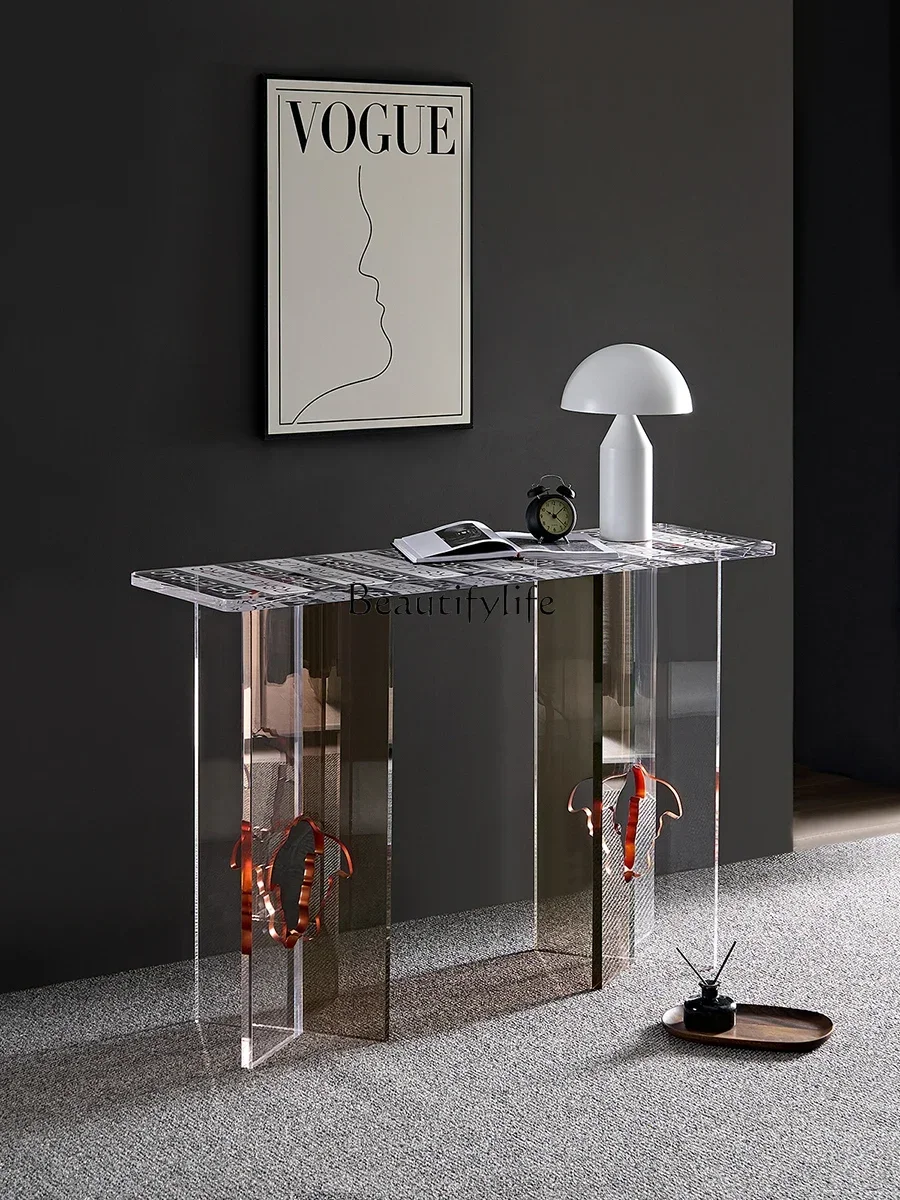 

LJYItalian minimalist entrance table light luxury foyer decoration villa acrylic entrance table