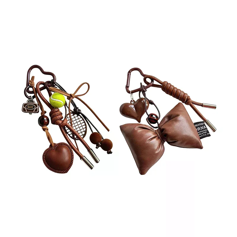 Pendant Y2k Brown Vintage Leather Fashion Keychain Braided Lanyard Keyring For Office Use Great For Journaling - view 5