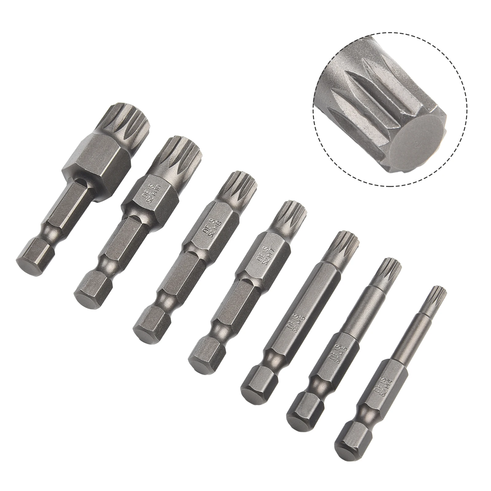 7pcs/Set 50mm 12 Point Torx Screwdriver Bit Hex Shank Magnetic Electric Manual Screwdriver Drill Bit Tool M5 M6 M7 M8 M10 M1 2