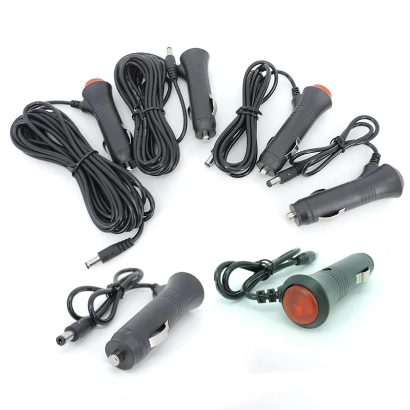 Adaptador de CC de 12V y 24V para coche, cargador, encendedor, fuente de alimentación, cable de extensión, interruptor de cable de enchufe para