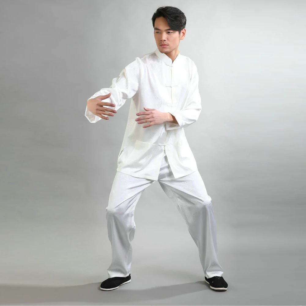 

Chinese Kongfu Style Men's Tang Suit Set for Tai Chi & Leisure Traditional Comfort Top And Pant 2PCS Twinset Silky Touch Clothes