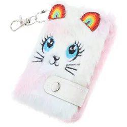 Plush Notebook Kawaii Plush Cover Journal Hairy Girl Daily Use Diary Pink Travel Fluffy Notepads Notebook With Keychain