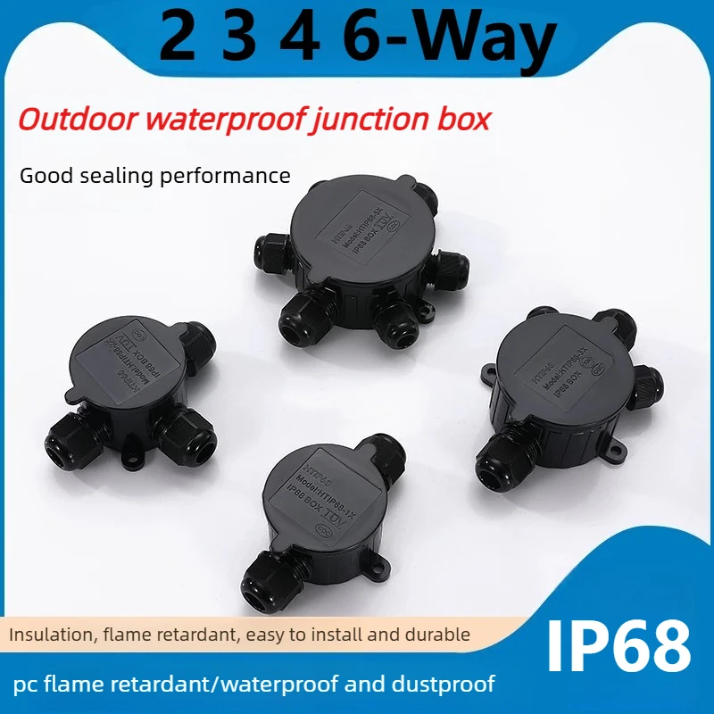 Round 2/3 Way 4/6-Way PC Flame Retardant Room Outdoor Waterproof Junction Box Plastic IP68 Street Light Underground Junction Box