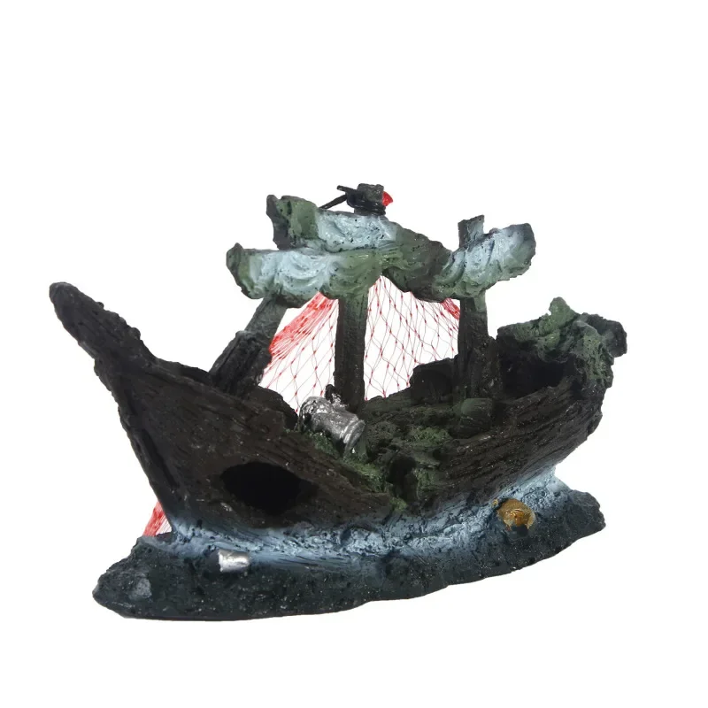 1PC Aquarium Fish Tank Landscape Pirate Ship Wreck Ship Decor Resin Boat Ornament Aquarium Accessories Decoration