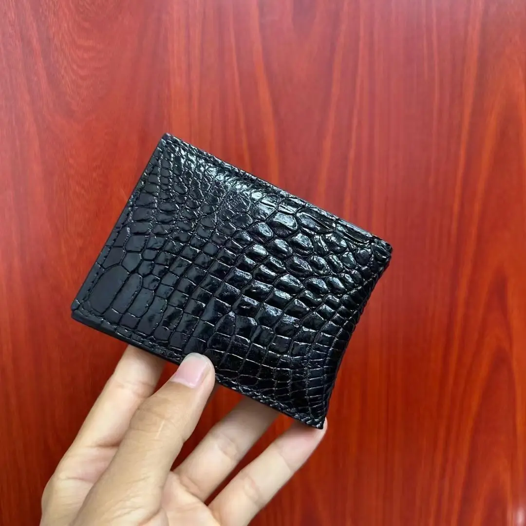 2025 New Fashion Business Men's Wallet Crocodile Genuine Leather Short Organizer Wallet Boy Brand Luxury Card & ID Holders Purse
