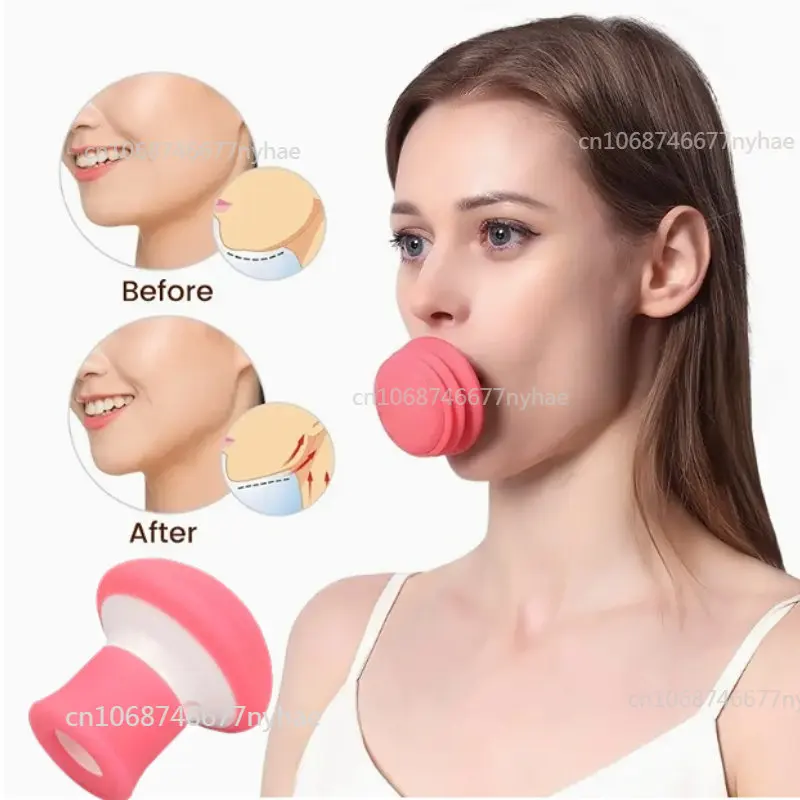 

Pink Jaw Face Neck Toning Exerciser Face Lift Skin Firming V Shape Cute Portable Smooth Wrinkle Mouth Exercise Face Trainer Tool