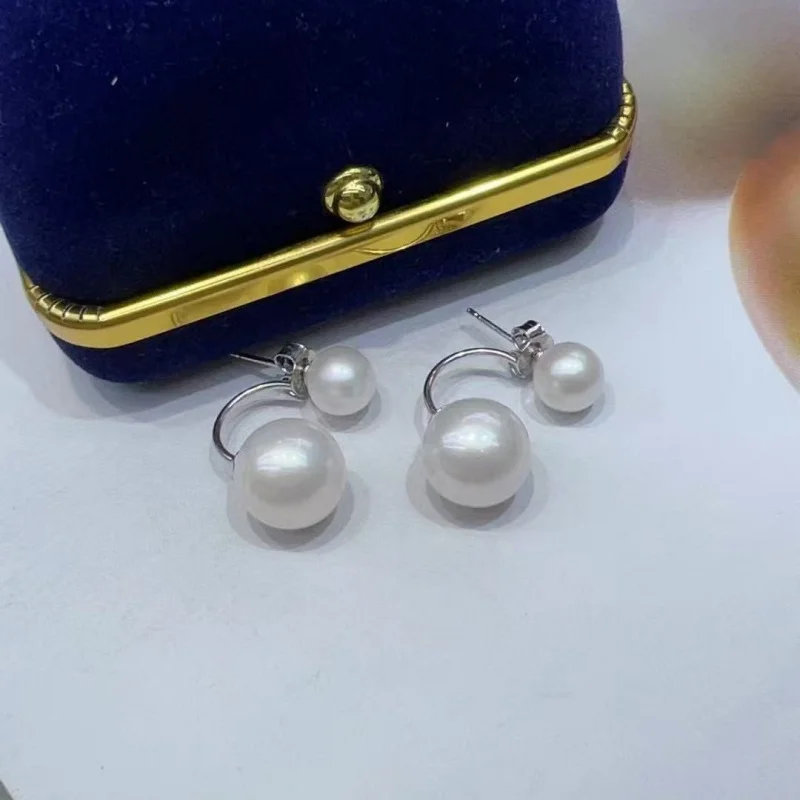 

Full Body Pure Silver S925, Natural High-Quality Freshwater Pearl, Round Bead, Fashionable and Trendy