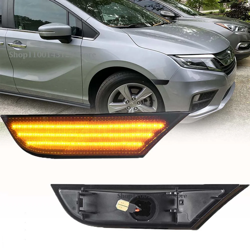 

2Pcs Canbus LED Front Bumper Side Marker Turn Signal Blinker Normal Amber Light Black For Honda Odyssey 2018 2019 2020 2021 2022