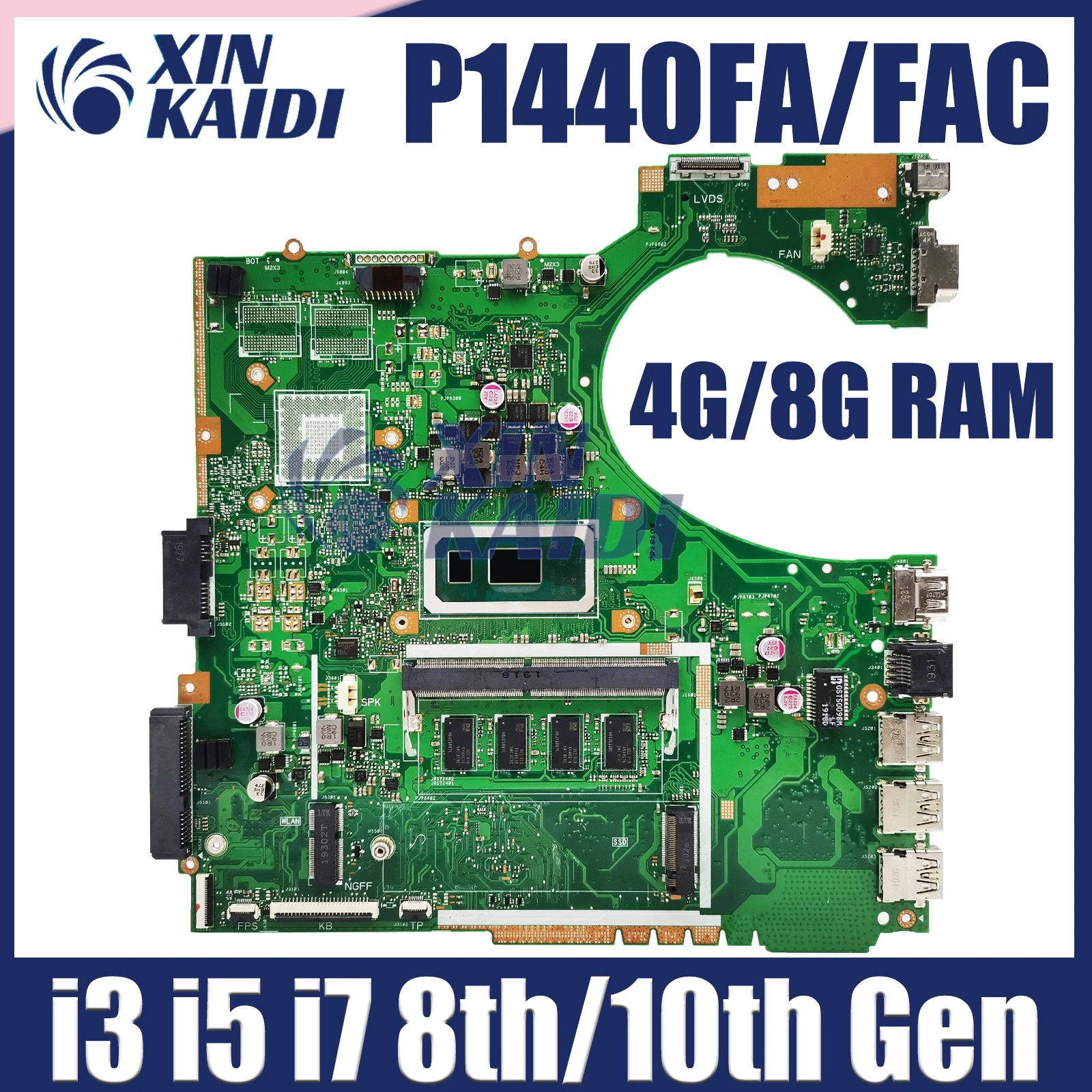 

Основная плата P1440F для ASUS ExpertBook P1440FB PRO P1440, материнская плата для ноутбука с I5-5265U I7-8565U 4G/RAM