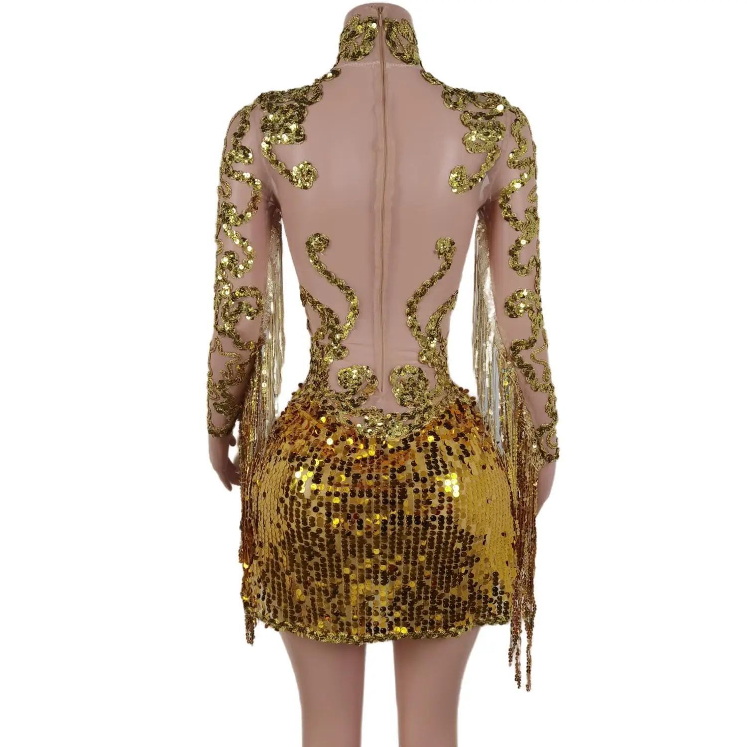 Mini robe de soirée à sequins pour femmes, costume de performance de boîte de nuit, robe de Rh, robe de réunion d'anniversaire, mode sexy, Rotterdam, moulante