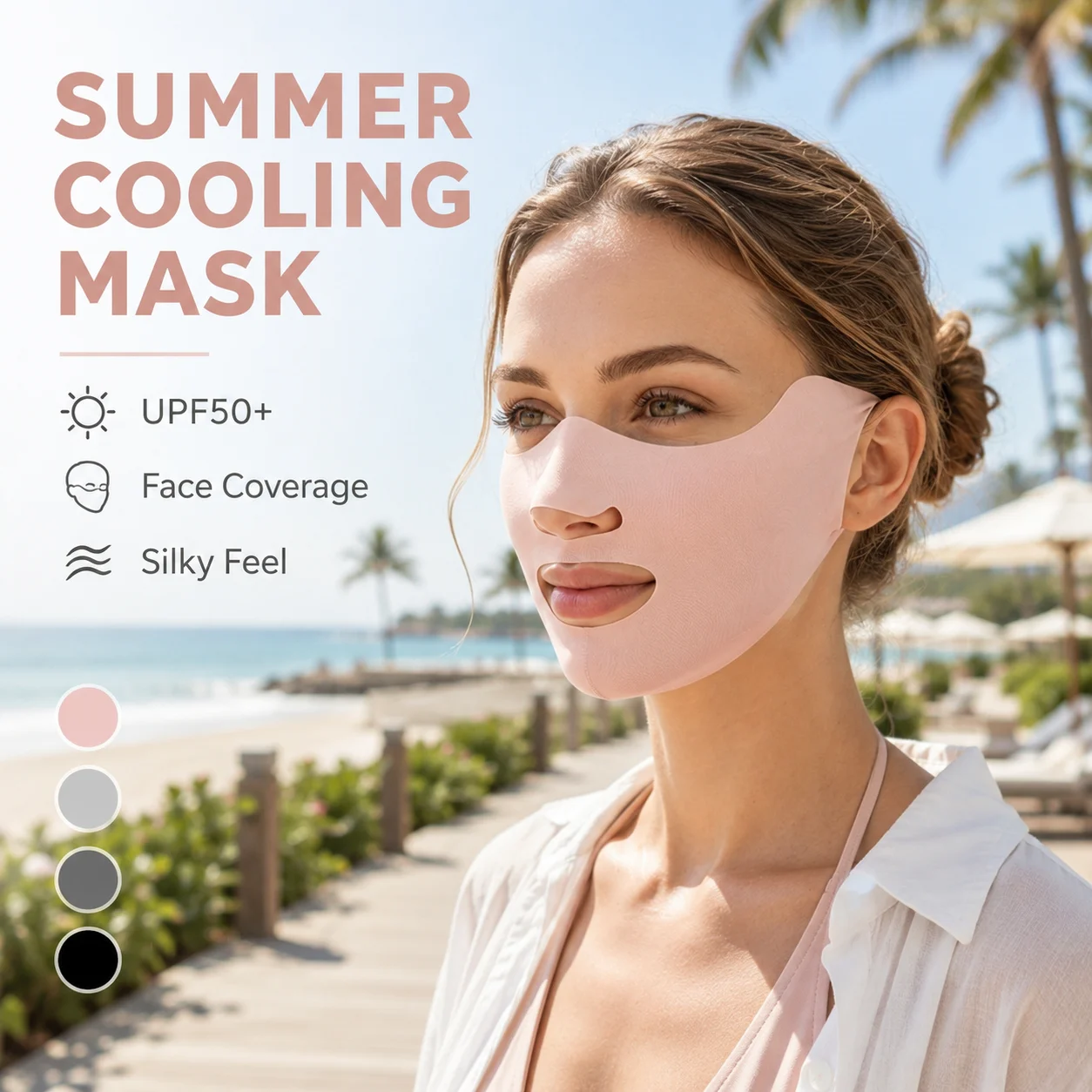 UPF50+ Sun Protection Face Mask for Women, Ice Silk Cooling UV Face Cover Breathable Outdoor Cycling Hiking Beach Mask