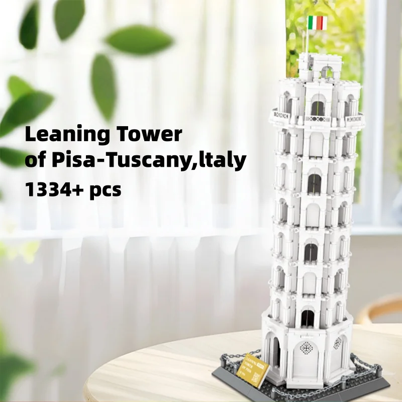 

1334-комплект, итальянская наклонная башня Пизы, модель архитектуры, набор строительных блоков, креативный настольный дисплей «сделай сам», домашний декор