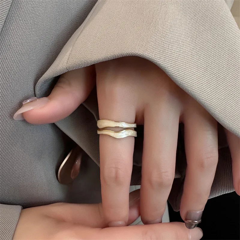 

2023 Fashion White Purple Enamel Creative Irregular 316L Stainless Steel Open Ring Waterproof Women Jewelry Stylish Charm Bijoux