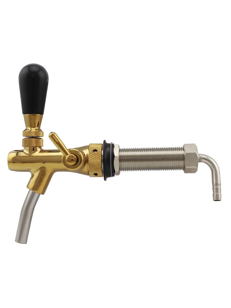 Robinet de bière à brouillon italien, robinet de bière à contrôle de débit avec tige longue de 100mm, robinet de fût plaqué or, bec Kegerator, distributeur de brassage à domicile