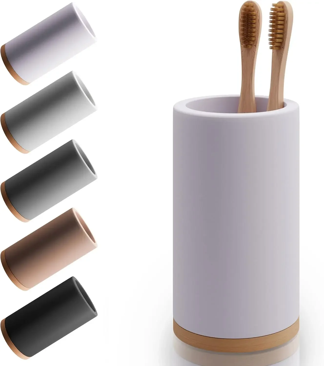 

Бамбуковый держатель для зубных щеток Органайзер для зубных щеток диатомита — Подставка для хранения небольшой ванной комнаты и стойки — Съемная основа и слив
