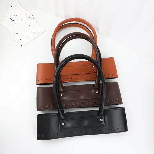 Imagen 2 del producto 1 Juego de accesorios para bolso de ganchillo tejido DIY, conjunto de asas de parte inferior de cuero PU para bolso de hombro, Kit de bolsa tejida hecha a mano