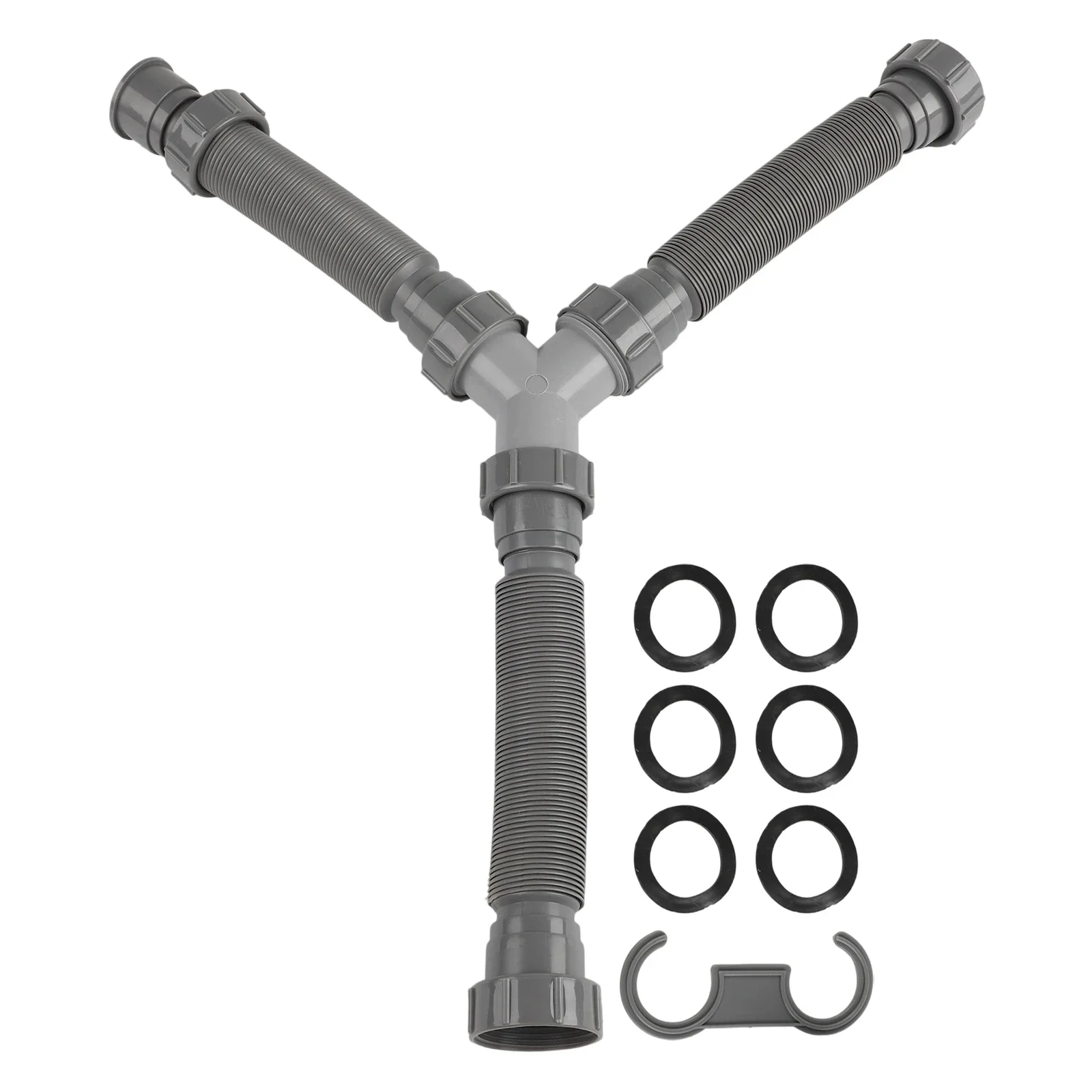 Adjustable Plumbing Drain Pipes Silicone Seal Double Sink Drain Kit Multiple Components Included Compatible With Various Sinks