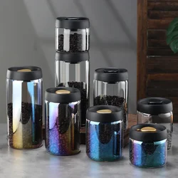 Creative Colorful High Borosilicate Glass Vacuum Storage Jar Household Dried Fruit Snacks Coffee Beans Sealed Storage Bottle Hot