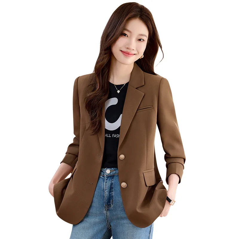 2025new elegante moda terno casual feminino manga longa blazer profissional jaqueta formal workwear8316