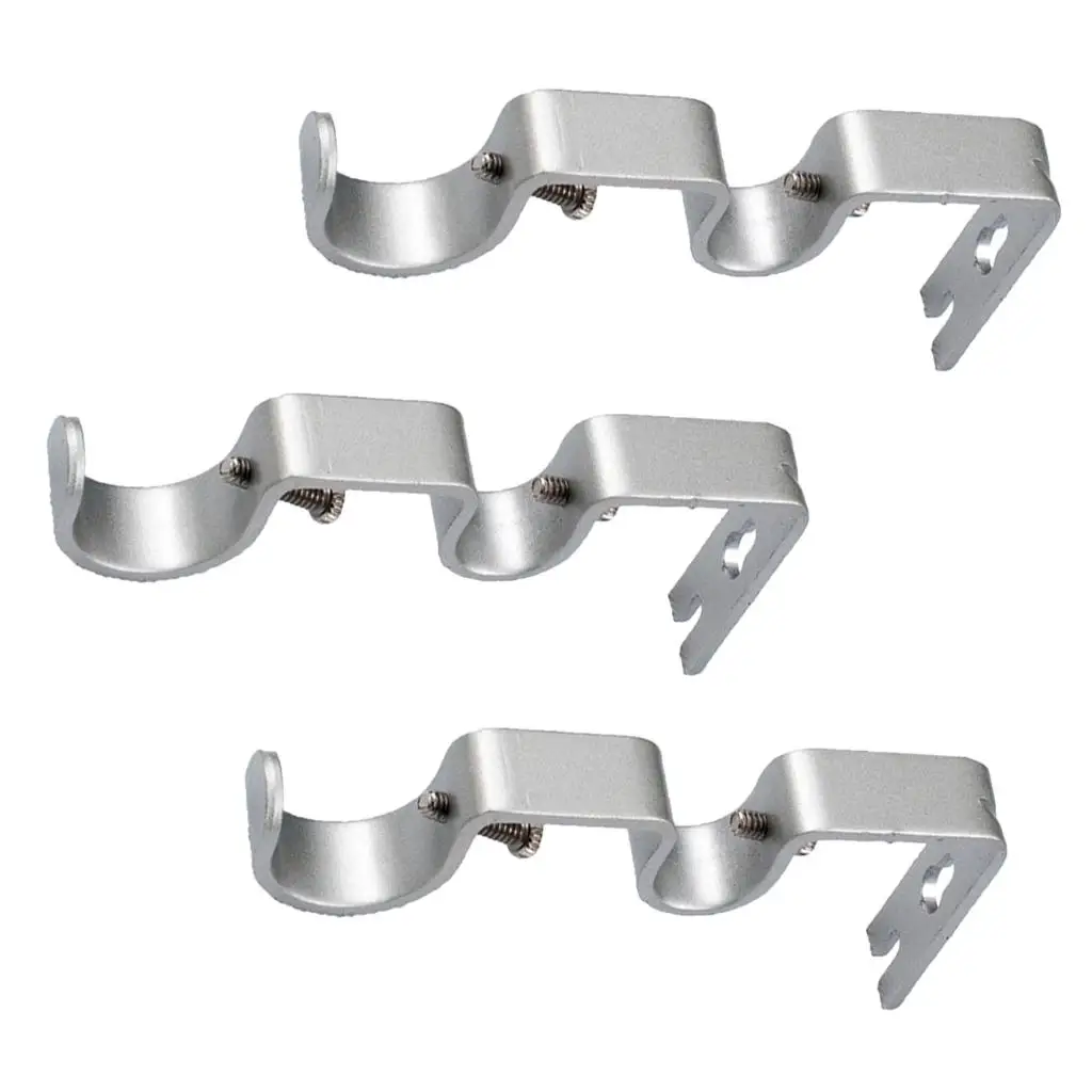 Heavy Duty Curtain Pole Bracket Double Curtain Rod Holder Set for Curtain Rods with Mounting Hardware