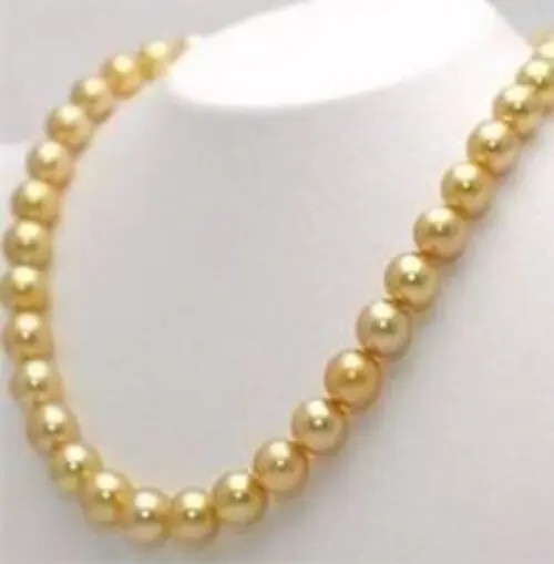 10mm Golden South Sea Shell Pearl Necklace 18