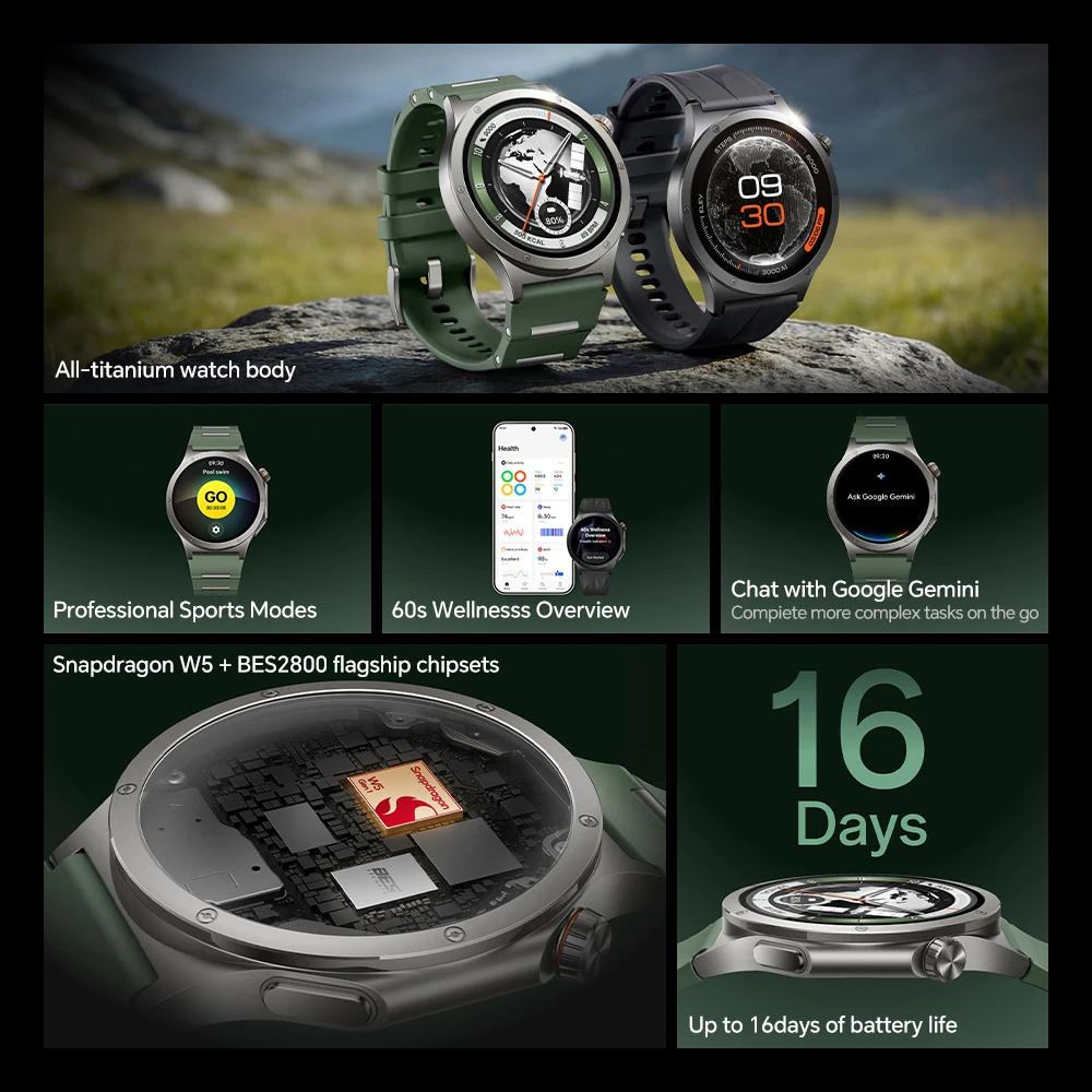 Global Version OnePlus Watch 4 Smart Watch 1.50'' AMOLED Display Snapdragon W5 Processor Up to 16 Days of Battery Life Wear OS