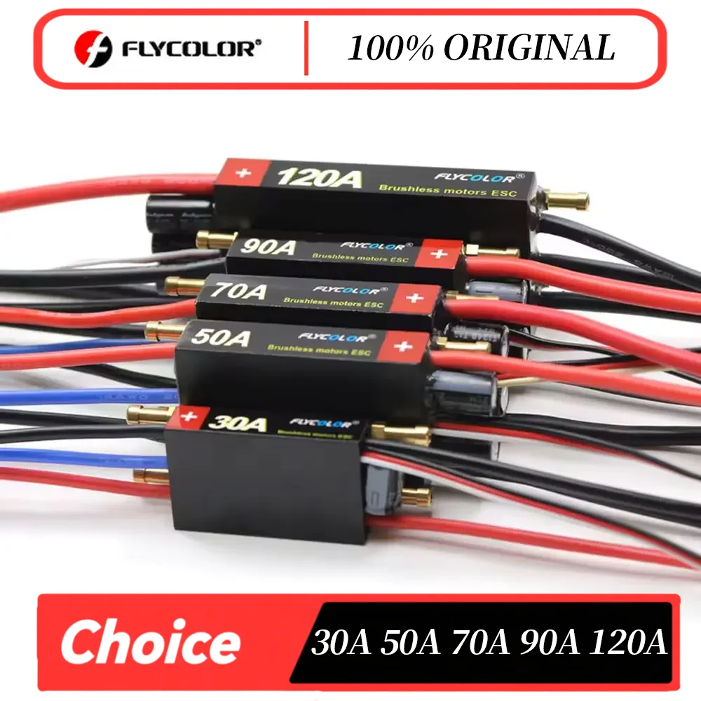 

FlyColor 30A 50A 70A 90A 120A RC BOAT ESC Waterproof 2-6S Lipo Brushless Speed Controller with Program Card for RC Boat Motor
